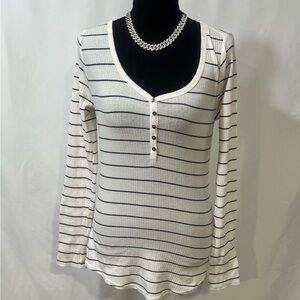 Classic Black and White Striped Long Sleeve Top
